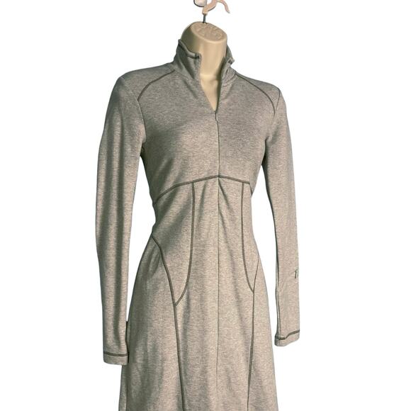 Athleta Cassidy Long Sleeve Half Zip Ponte Knit Dress Light Grey XXS - Picture 4 of 11